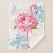 Monogram Handgemalt Flamingo Sherpadecke (Vorderseite)