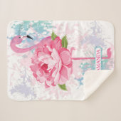 Monogram Handgemalt Flamingo Sherpadecke (Vorderseite (Horizontal))