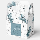 Monogram, handgestrichen, blau blauer Blumenmuster Geschenkschachtel (Geöffnet)