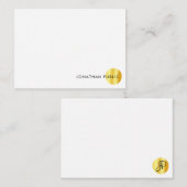Monogram Handwriting Elegante Imitate Gold White Mitteilungskarte (Vorne/Hinten)