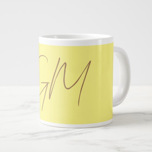 Monogram Handwriting Initials Beruflich Modern Jumbo-Tasse (Vorderseite Rechts)
