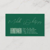 Monogram HANDYMAN modern script Visitenkarte (Rückseite)