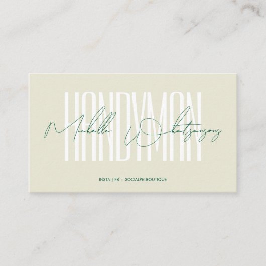 Monogram HANDYMAN modern script Visitenkarte (Vorderseite)