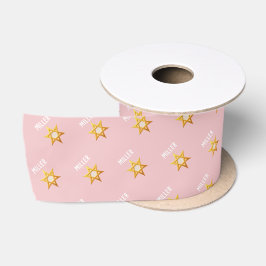 Monogram Hanukka Golden David Star Satinband