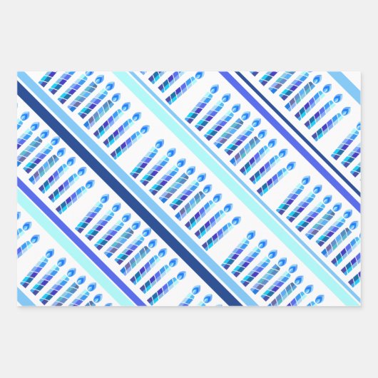 Monogram Hanukkah Festival Menorah Lights Geschenkpapier Set (Vorderseite 3)