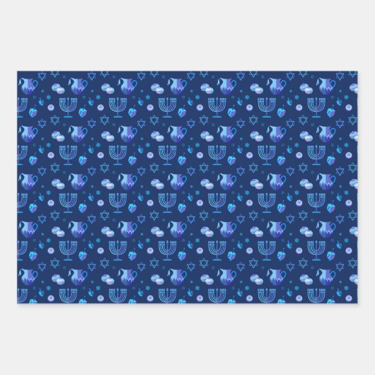 Monogram Hanukkah Festival Menorah Lights Geschenkpapier Set (Vorderseite 2)