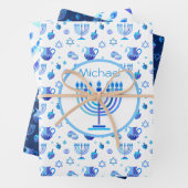 Monogram Hanukkah Festival Menorah Lights Geschenkpapier Set (Beispiel)
