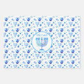 Monogram Hanukkah Festival Menorah Lights Geschenkpapier Set (Vorderseite)