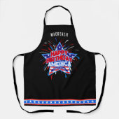 Monogram Happy Birthday America BLACK Schürze (Vorderseite)