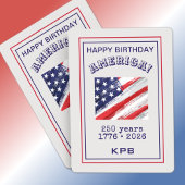 Monogram Happy Birthday America Rustic USA Flag Spielkarten
