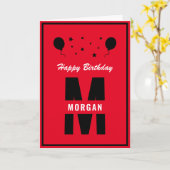 Monogram Happy Birthday Jegliche Altersstufe Rot S Karte (Gelbe Blume)