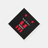 Monogram Happy Birthday Jegliches Alter Schwarz-we Serviette (Ecke)