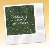 Monogram, Happy Halloween Moons & Stars Cocktail Serviette