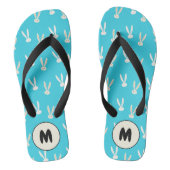 Monogram Happy Oaster Holiday Bunny Pattern Badesandalen (Fußbett)