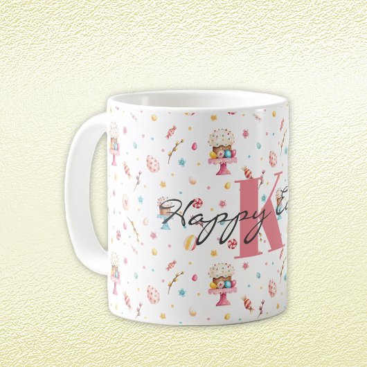 Monogram Happy Oaster Pattern 11oz Kaffeetasse