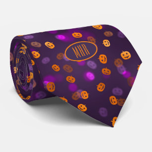 Monogram Happy Pumpkins Halloween Business Necktie Krawatte