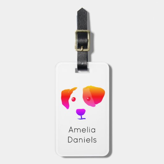 Monogram Happy Rainbow Dog Gepäckanhänger (Vorderseite vertikal)