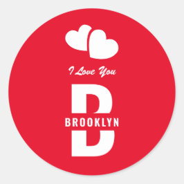 Monogram Happy Valentine's Day Red White Hipster Runder Aufkleber