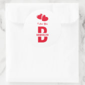 Monogram Happy Valentine's Day White Red Hipster Runder Aufkleber (Tasche)