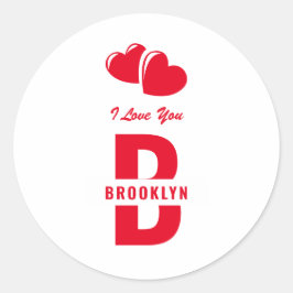 Monogram Happy Valentine's Day White Red Hipster Runder Aufkleber