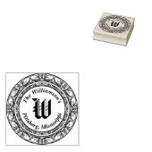 Monogram hat eine runde Filigree-Umgebung mit Name Gummistempel (Stempel)