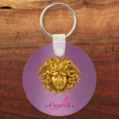 Monogram Haute Couture Gold Medusa Mask Lila Schlüsselanhänger (Rückseite)
