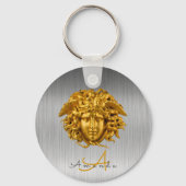 Monogram Haute Couture Gold Medusa Mask Silver Schlüsselanhänger (Vorderseite)