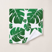 Monogram Hawaii Monstera Pflanze Palm Blätter Badhandtuch Set (Waschlappen)
