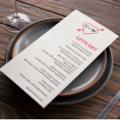 Monogram Heart And Arrow Wedding Menükarte