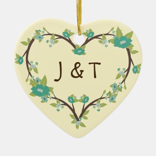 Monogram Heart and Laurel Wreath Ornament (Vorne)