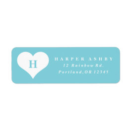Monogram Heart Aquamarin Blue Rücksendeadresse