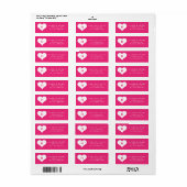 Monogram Heart Bright Pink Moderne Rücksendeadress (Vorne)