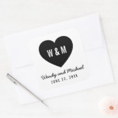 Monogram Heart Modern Save the Date Wedding Quadratischer Aufkleber (Umschlag)