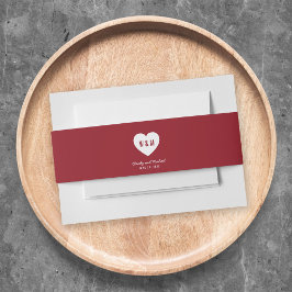 Monogram Heart Modern Wedding Custom Color Einladungsbanderole