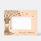 Monogram Heart Names Tree of Life Wedding Foto Geätzte Rahmen (Vorderseite)