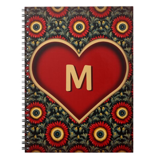 Monogram Heart Notebook mit individueller Erstauss Notizblock (Vorderseite)