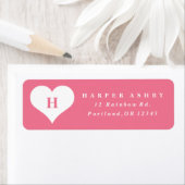 Monogram Heart Pink Rücksendeadresse (Insitu)