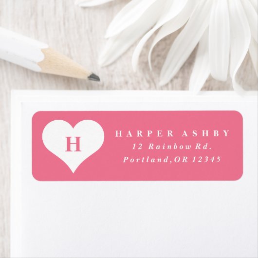Monogram Heart Pink Rücksendeadresse (Insitu)
