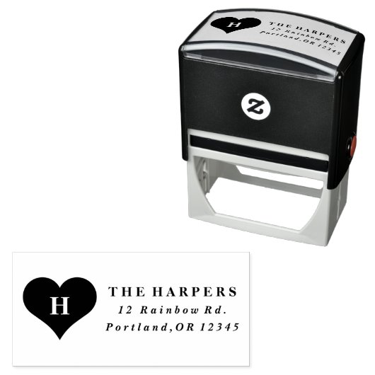 Monogram Heart Rücksendeadresse Permastempel (Beispiel)