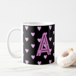 Monogram Hearts Black Lila Kaffeetasse