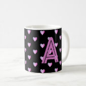 Monogram Hearts Black Lila Kaffeetasse (VorderseiteRechts)