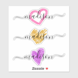 Monogram-Hearts für benutzerdefinierte handgeschri Aufkleber