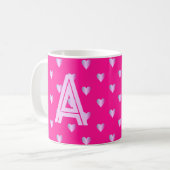Monogram Hearts Hot Pink Lilac Kaffeetasse (Vorderseite Links)