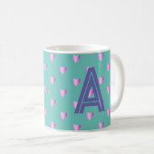 Monogram Hearts Lilac Aquamarin Kaffeetasse (VorderseiteRechts)