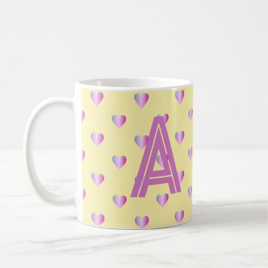 Monogram Hearts Lilac Yellow Kaffeetasse (Links)