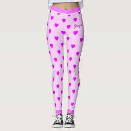 Monogram Hearts on Pink Leggings