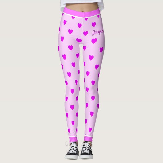 Monogram Hearts on Pink Leggings (Vorderseite)