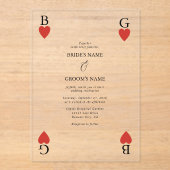 Monogram Hearts Playing Card Einladung (Vorderseite)
