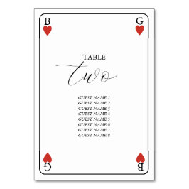 Monogram Hearts Playing Card Hochzeitkarte Tischnu Tischnummer