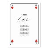 Monogram Hearts Playing Card Hochzeitkarte Tischnu Tischnummer (Rückseite)